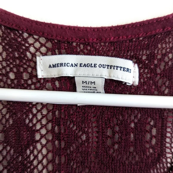 American Eagle Lace Swing Maroon Tank Top - Picture 3 of 7